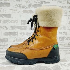 Lauren Ralph Lauren Yellow & White Leather Lace-up Snow Boots C608